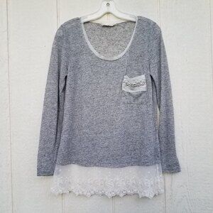 Anthropologie a'reve gray and cream top womens size small